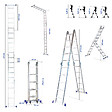 HOSTRÃ–M - Echelle pliante articulée STAVALANCE4x5, 5,7m, 20 marches, multifonction, ecarteur de mur, escabeau, aluminium, H travail max 6,29m, Hostrom - vignette