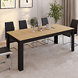 ID MARKET - Table à manger extensible rectangle ROZY 6-10 personnes noire plateau façon hêtre 160-200 cm - vignette