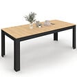 ID MARKET - Table à manger extensible rectangle ROZY 6-10 personnes noire plateau façon hêtre 160-200 cm - vignette