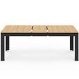 ID MARKET - Table à manger extensible rectangle ROZY 6-10 personnes noire plateau façon hêtre 160-200 cm - vignette
