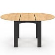 ID MARKET - Ensemble table à manger extensible ronde DONA noire plateau façon hêtre 110 - 150 cm et 6 chaises MILA velours noir - vignette