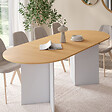 ID MARKET - Table à manger extensible ovale MARTHE 6 -10 personnes bois façon hêtre et blanc 160-200 cm - vignette