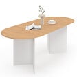 ID MARKET - Table à manger extensible ovale MARTHE 6 -10 personnes bois façon hêtre et blanc 160-200 cm - vignette