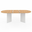 ID MARKET - Table à manger extensible ovale MARTHE 6 -10 personnes bois façon hêtre et blanc 160-200 cm - vignette