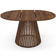 ID MARKET - Table à manger extensible ronde CARMEN 4-8 personnes pied noyer en lattes et plateau noyer 110 - 150 cm - vignette