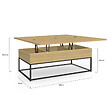 ID MARKET - Table basse rectangulaire relevable convertible en table à manger DETROIT design industriel - vignette
