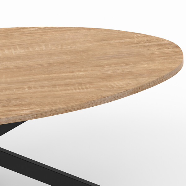ID MARKET - Table basse ovale ALIX 110 cm pied araignée bois et noir - large