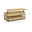 ID MARKET - Table basse plateau relevable rectangulaire DETROIT avec 2 tiroirs design industriel - vignette
