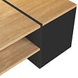 ID MARKET - Table basse bar contemporaine rectangulaire IZIA avec coffre noir et plateaux bois - vignette