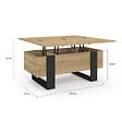 ID MARKET - Table basse plateau relevable rectangulaire convertible en table à manger PHOENIX 97,5 cm bois et noir - vignette