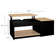 ID MARKET - Table basse 2 plateaux relevables rectangulaire ELEA avec coffre bois noir et façon hêtre - vignette
