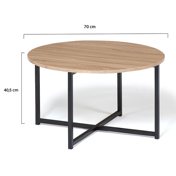 ID MARKET - Table basse ronde DETROIT 70 cm design industriel - large