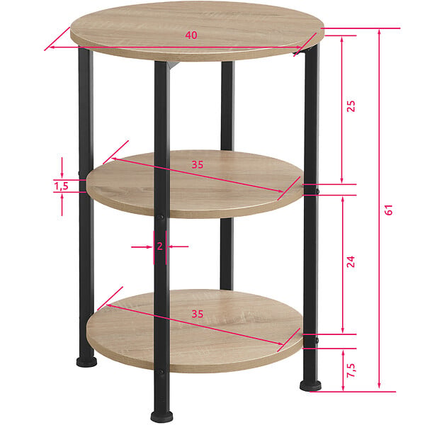 TECTAKE - Table d’appoint COLCHESTER 40x61cm - large