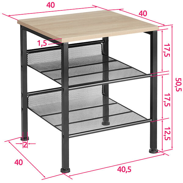 TECTAKE - Table d’appoint LINCOLN 40,5x40x50,5cm - large