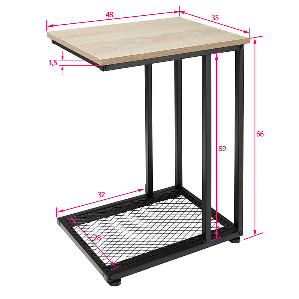 TECTAKE - Table d’appoint ETON 48x35x66cm - large