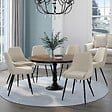 ID MARKET - Lot de 6 chaises THALYA en velours beige avec accoudoirs - vignette