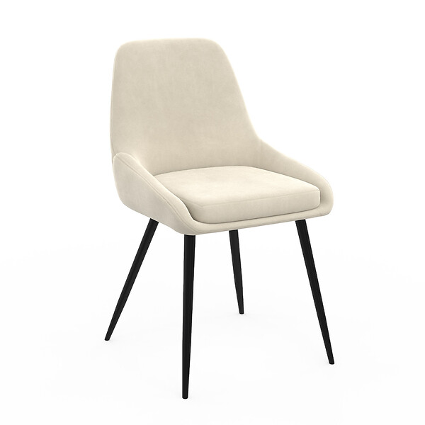 ID MARKET - Lot de 6 chaises THALYA en velours beige avec accoudoirs - large