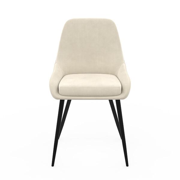 ID MARKET - Lot de 6 chaises THALYA en velours beige avec accoudoirs - large