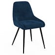 ID MARKET - Lot de 4 chaises THALYA en velours bleu avec accoudoirs - vignette