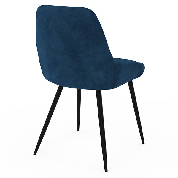 ID MARKET - Lot de 4 chaises THALYA en velours bleu avec accoudoirs - large