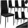 TECTAKE - Ensemble de 6 chaises de salle à manger rembourrées aspect cuir noir - vignette