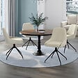 ID MARKET - Lot de 4 chaises pivotantes THALYA en velours beige avec accoudoirs - vignette