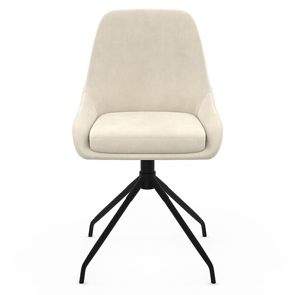 ID MARKET - Lot de 4 chaises pivotantes THALYA en velours beige avec accoudoirs - large