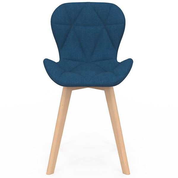 ID MARKET - Lot de 6 chaises ROBINE en tissu bleu canard pour salle à manger - large
