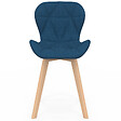 ID MARKET - Lot de 6 chaises ROBINE en tissu bleu canard pour salle à manger - vignette