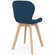 ID MARKET - Lot de 6 chaises ROBINE en tissu bleu canard pour salle à manger - vignette