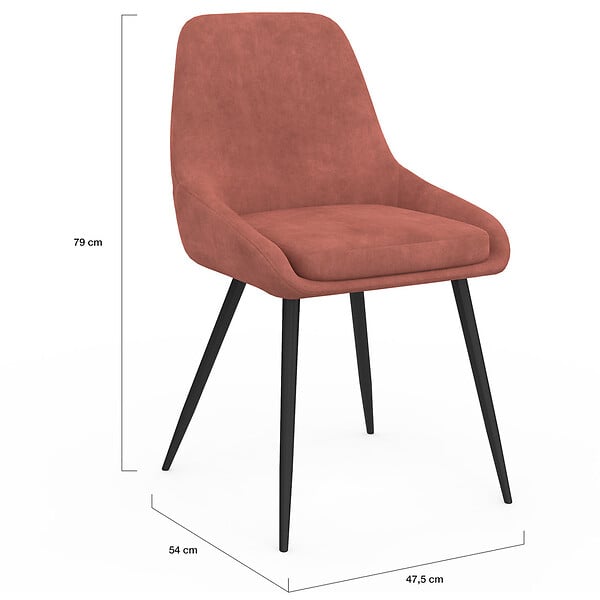 ID MARKET - Lot de 6 chaises THALYA en velours mix color gris foncé x2, terracotta x2, beige x2 avec accoudoirs - large