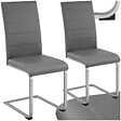 TECTAKE - Ensemble de 2 chaises de salle à manger aspect cuir ergonomiques gris - vignette