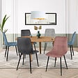 ID MARKET - Lot de 6 chaises MILA en velours mix color pastel bleu x2, gris foncé x2, gris clair, rose - vignette