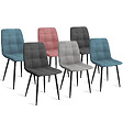 ID MARKET - Lot de 6 chaises MILA en velours mix color pastel bleu x2, gris foncé x2, gris clair, rose - vignette