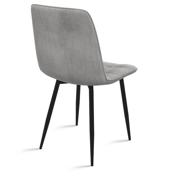 ID MARKET - Lot de 6 chaises MILA en velours mix color pastel bleu x2, gris foncé x2, gris clair, rose - large