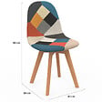 ID MARKET - Lot de 6 chaises scandinaves SARA blanc x2, gris clair x2 et patchworks multi-couleurs - vignette
