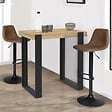 ID MARKET - Table haute de bar PHOENIX bois et noir 90 cm - vignette