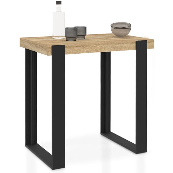ID MARKET - Table haute de bar PHOENIX bois et noir 90 cm - large