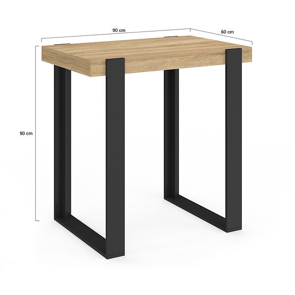 ID MARKET - Table haute de bar PHOENIX bois et noir 90 cm - large