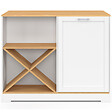 ID MARKET - Table de bar îlot VITO 113 cm avec range-bouteilles bois blanc et plateau façon hêtre - vignette