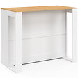 ID MARKET - Table de bar îlot VITO 113 cm avec range-bouteilles bois blanc et plateau façon hêtre - vignette