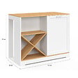 ID MARKET - Table de bar îlot VITO 113 cm avec range-bouteilles bois blanc et plateau façon hêtre - vignette