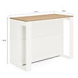 ID MARKET - Table de bar îlot JUNO bois blanc et plateau façon hêtre - vignette