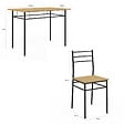 ID MARKET - Ensemble table ANGIE 4 personnes + 4 chaises bois et métal noir - vignette