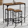ID MARKET - Ensemble table haute de bar DAYTON 100 cm et 4 chaises de bar effet vieilli design industriel - vignette