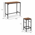 ID MARKET - Ensemble table haute de bar DAYTON 100 cm et 4 chaises de bar effet vieilli design industriel - vignette