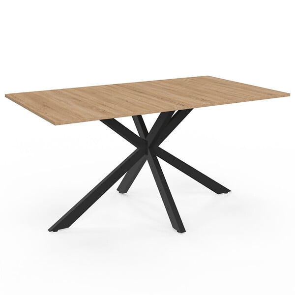 ID MARKET - Ensemble table à manger rectangle ALIX 160 cm bois et noir et 6 chaises MILA en velours gris foncé - large