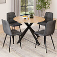 ID MARKET - Ensemble table à manger ronde extensible ALIX 110 - 150 cm et 4 chaises MILA en velours gris foncé - vignette