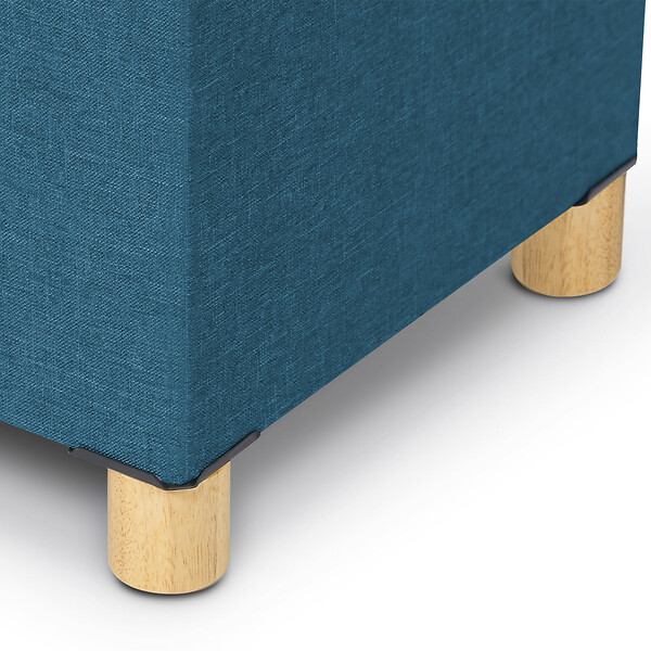 ID MARKET - Banc coffre rangement sur pieds 76 cm tissu bleu canard - large