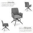 TECTAKE - Lot 2 fauteuils pivotants 360° rembourrés tissu robuste anthracite - vignette